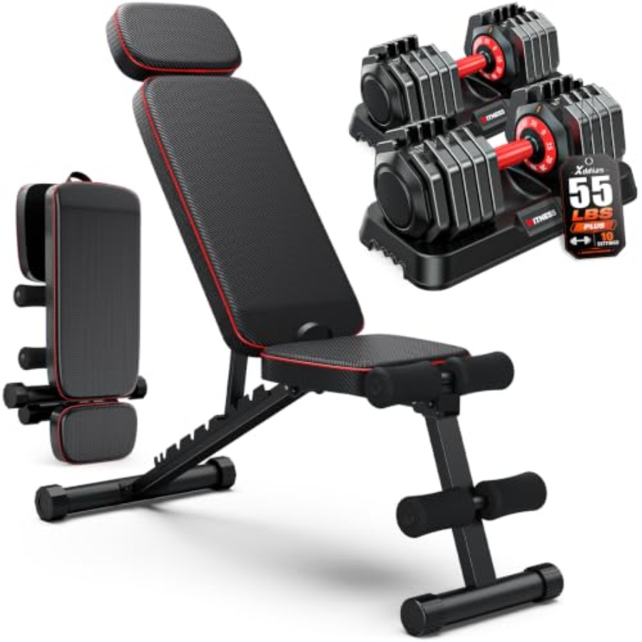 Home Gym Weight Bench - Adjustable Dumbbell Set with Foldable Weight