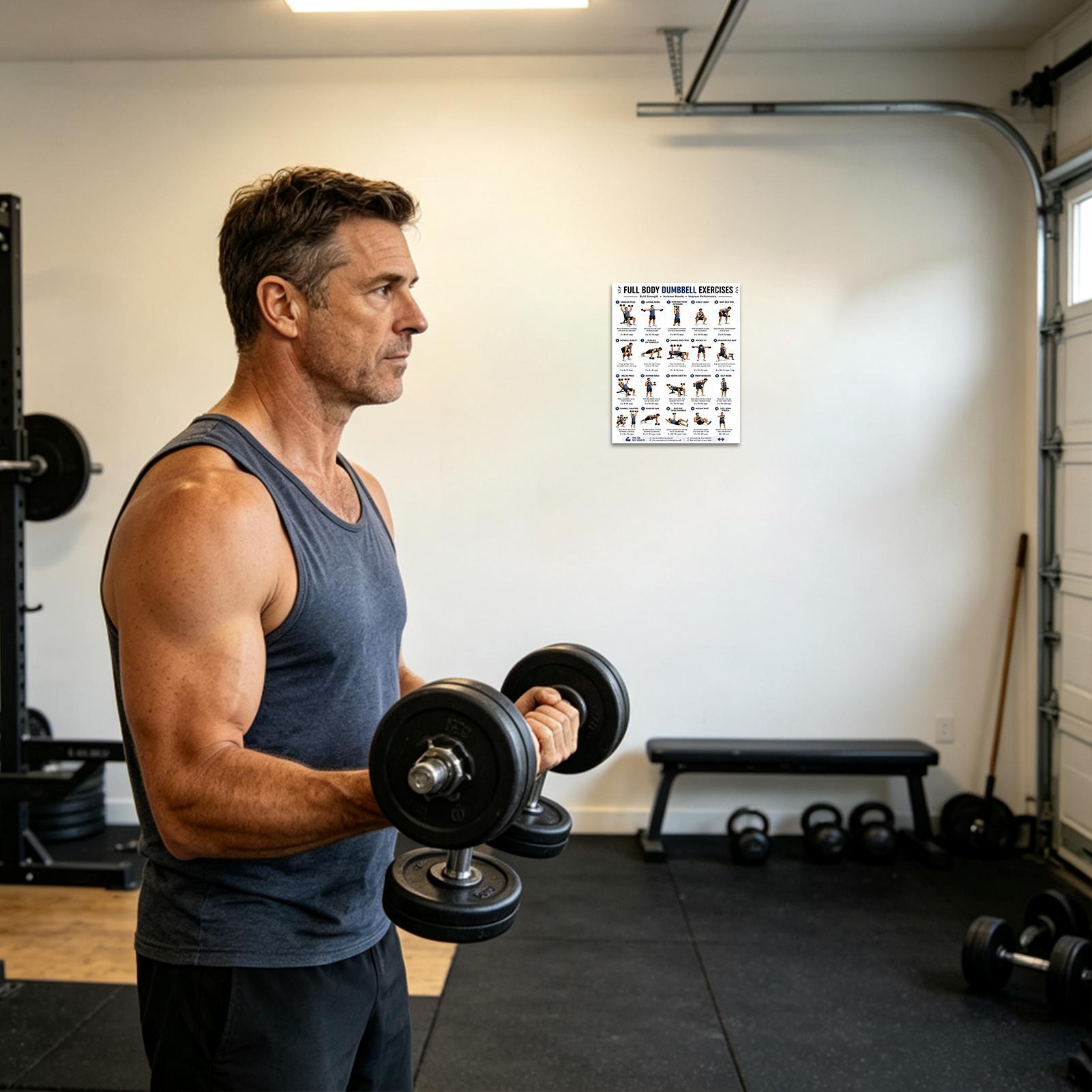 Dumbbell Exercise Poster 2pcs  - Workout Plan Home Gym review and price