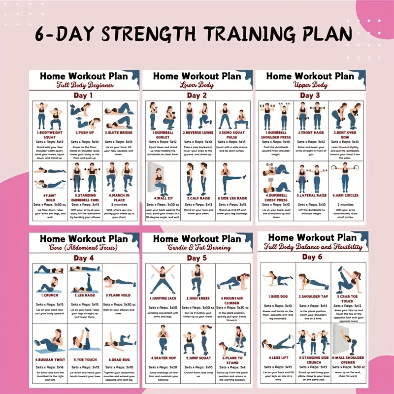 6pcs Home Fitness Wall Charts  - Workout Plan Home Gym review and price